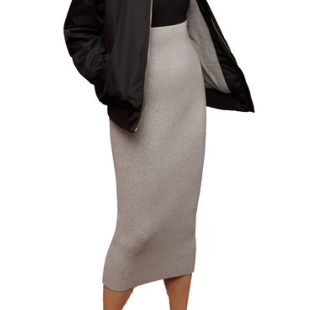 Soft Wool Grey Pencil Skirt